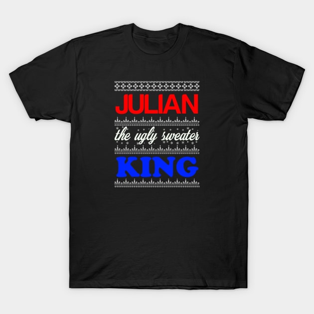 JULIAN the Ugly Sweater King> Happy Holidays T-Shirt by CoolApparelShop